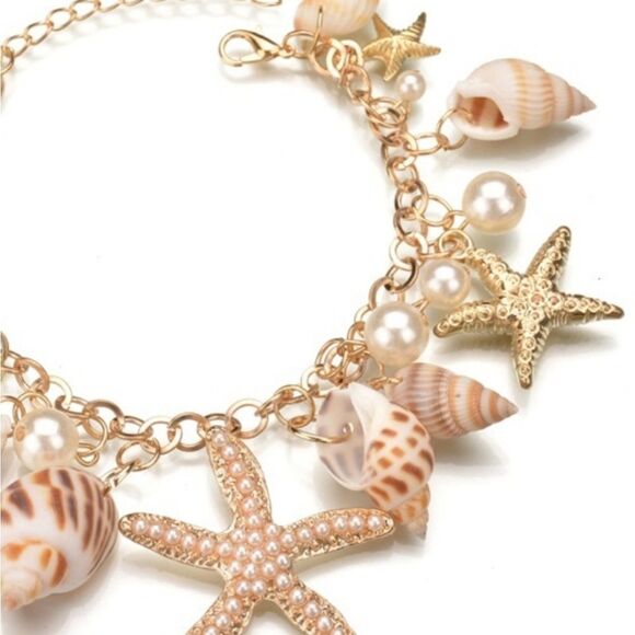 New ANTHRO seashell starfish charm beach Shell bracelet - Picture 4 of 10